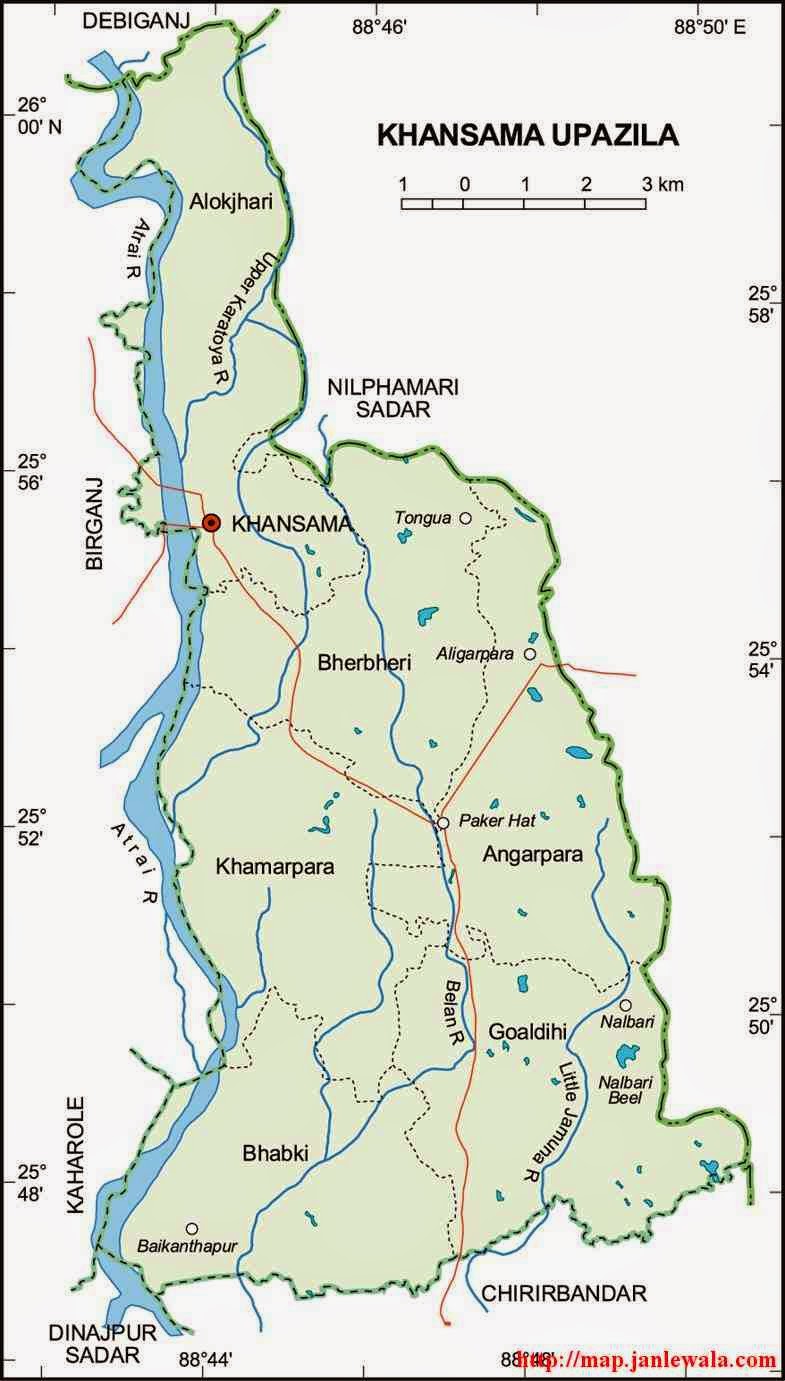 khansama upazila map of bangladesh