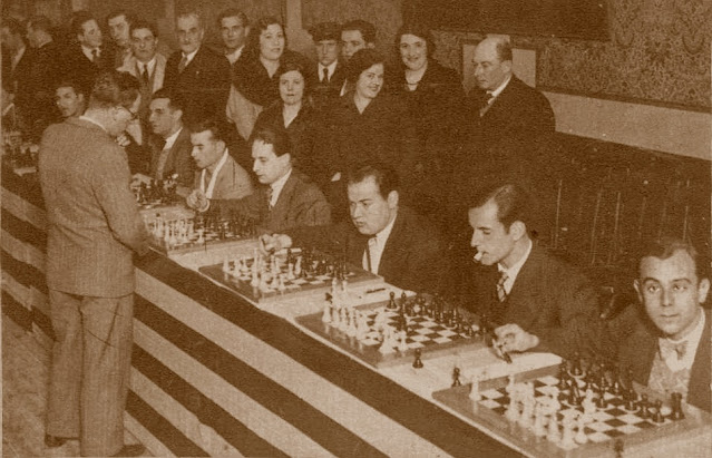 Simultáneas de ajedrez a 18 tableros a cargo de Plàcid Soler en 1934