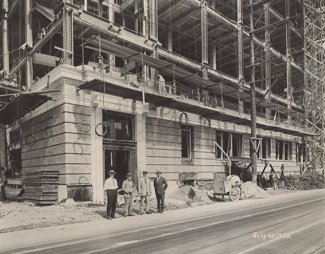 An old photo of building when was under construction