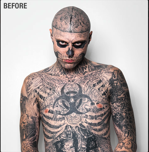 Cover Tatto on Zombie Tattoo Boy Represents Dermablend Tattoo Cover Up Makeup