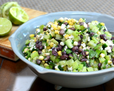 Black Bean & Corn Salad, another easy summer salad ♥ AVeggieVenture.com. Great for Meal Prep. Weight Watchers Friendly. Low Carb. Easily Whole30 Friendly. Vegetarian & Easily Vegan.