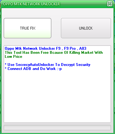 Oppo MTK Network Unlocker F9,F9 Pro & A83