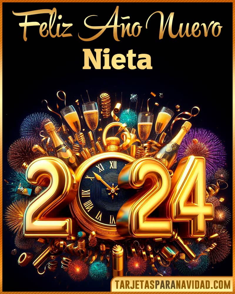 Tarjeta De Feliz Año Nuevo 2024 Para Nieta