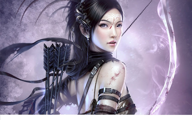 Warrior Girl with Katana Sword HD Wallpaper
