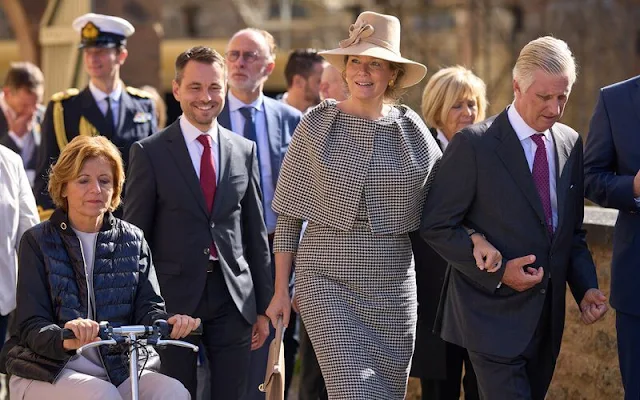 Queen Mathilde wore an outfit, top and dress, by Natan. King Philippe and Queen Mathilde visited the Ehrenbreitstein Fortress