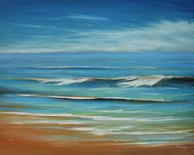 Outer Banks ocean waves oil painting by Kerri Settle