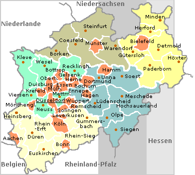 Nordrhein Westfalen Mapa de Político