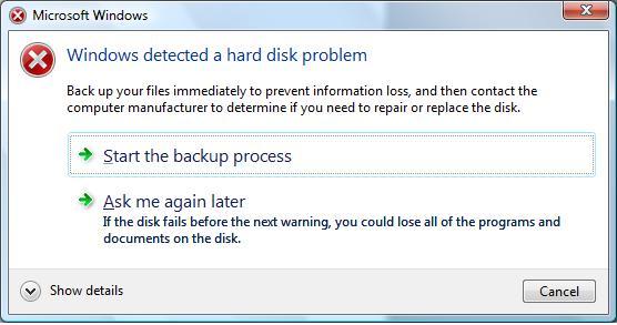 disk error رسالة