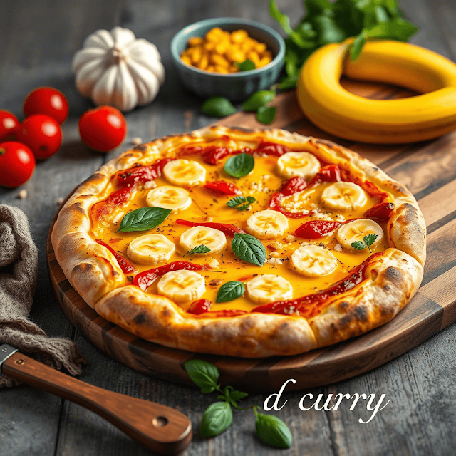 Pizza med banan och curry