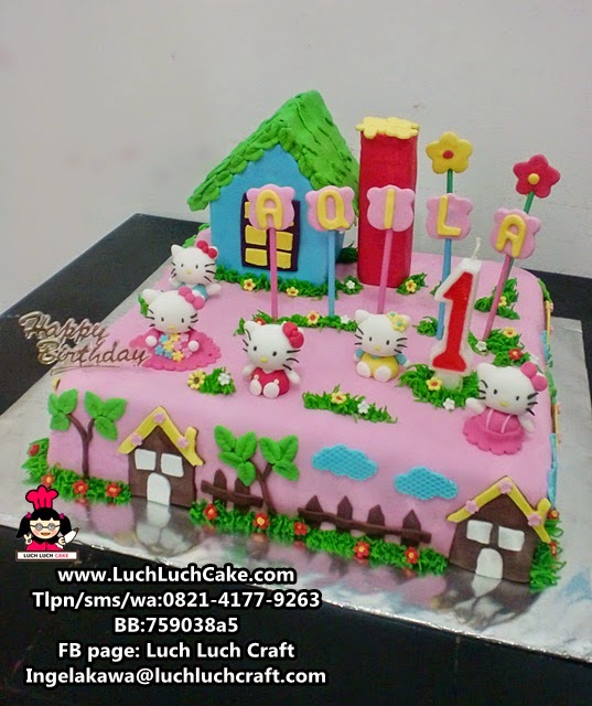 Luch Luch Cake Kue  Tart  Hello  Kitty  Fondant  Untuk Ulang 