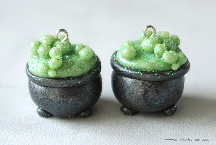 Polymer Clay Halloween Cauldron Earrings