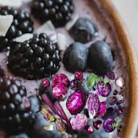 Purple food. Berries with Purple Cream
