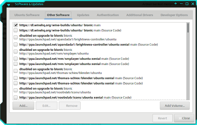 Software & Updates On Xubuntu
