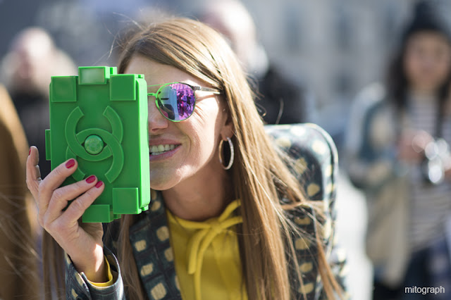 mitograph Anna Dello Russo Green Chanel Legobag Paris Fashion Week 2013 2014 Fall Winter Street Style Shimpei Mito