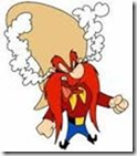 Yosemite Sam with smoke coming out of his ears