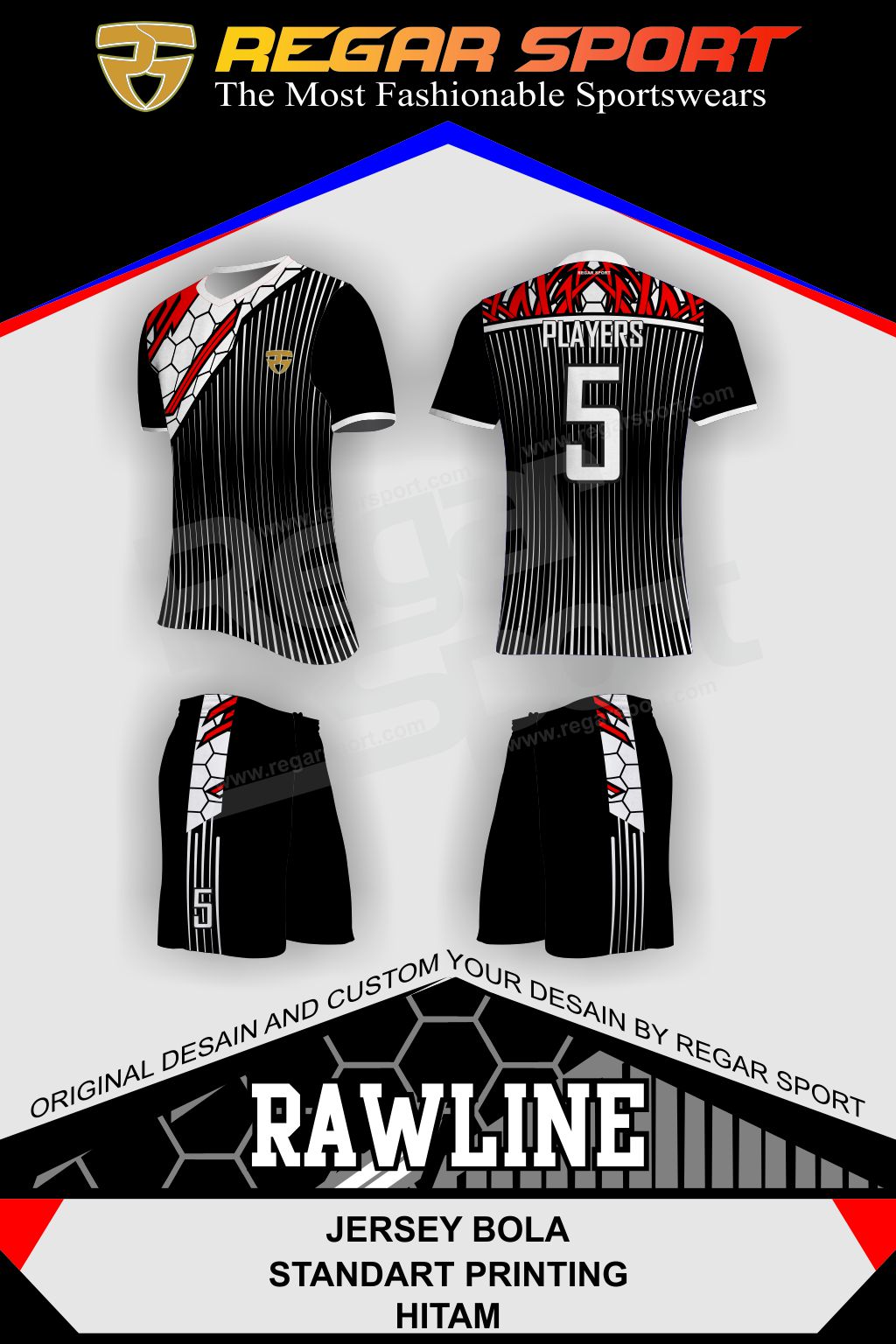 JERSEY BOLA  MOTIF  RAWLINE Regar Sport Online Dan Konveksi