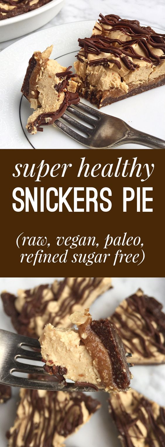 Raw, gluten free, vegan, paleo, refined sugar free and AMAZING tasting! The caramel layer is ridiculous! Snickers Pie.