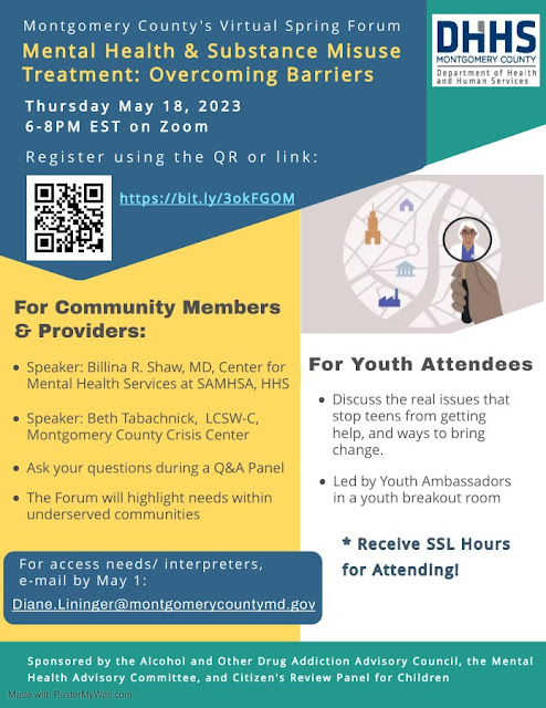 Online Annual Spring Forum Focusing on Access to Mental Health and Substance Use Disorder Treatment Will Be Held on Thursday, May 18