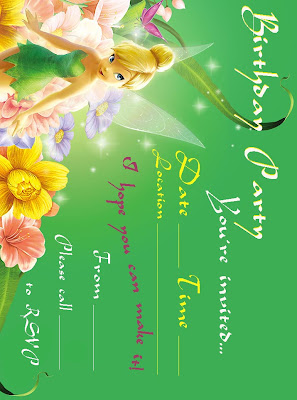 Printable Party Invitations on Free Printable Tinkerbell Party Invitations