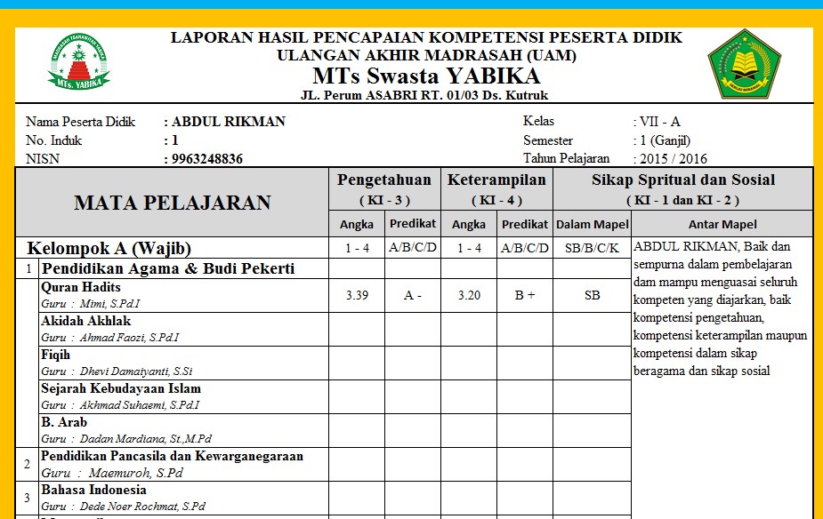 Download Aplikasi RAPORT KTSP dan RAPORT K13 untuk 