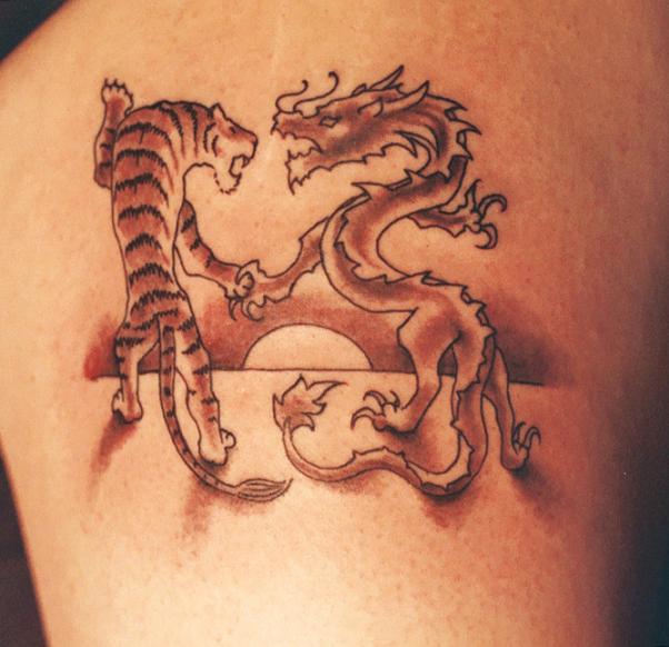 Dragon Tattoo Dragon phoenix and tiger facing the sun tattoo design