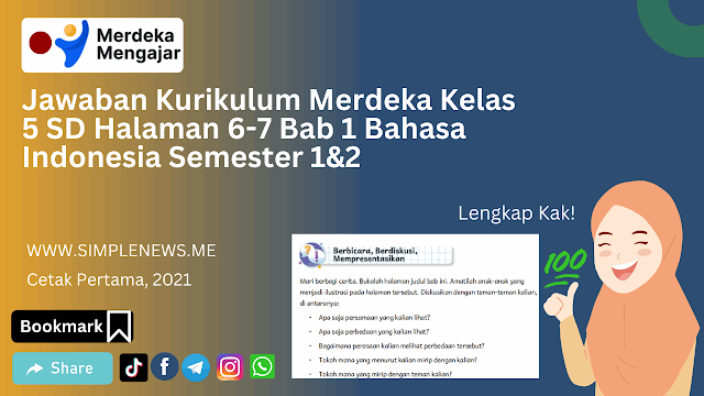 Jawaban Kurikulum Merdeka Kelas 5 SD Halaman 6-7 Bab 1 Bahasa Indonesia Semester 1&2 www.simplemews.me