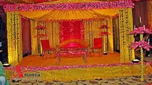 Wedding Stage Design Images 2023 Yellow Decoration Design Village Wedding Ceremony Design - biyer stage decoration - NeotericIT.com