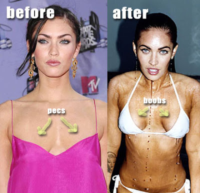 I think Megan Fox is gorgeous but I'm not fond of her saline implants that