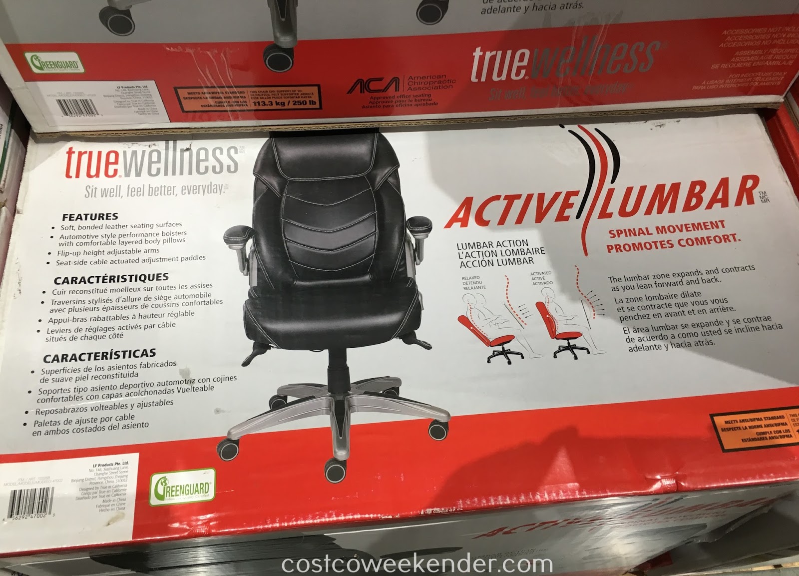 true innovations true wellness active lumbar chair  costco