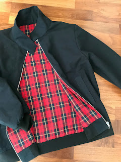 Black Harrington Jacket with Tartan Lining