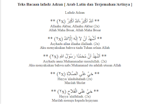 Teks Bacaan lafadz Adzan dan Iqomah [ Arab Latin dan Terjemahan/Artinya ]