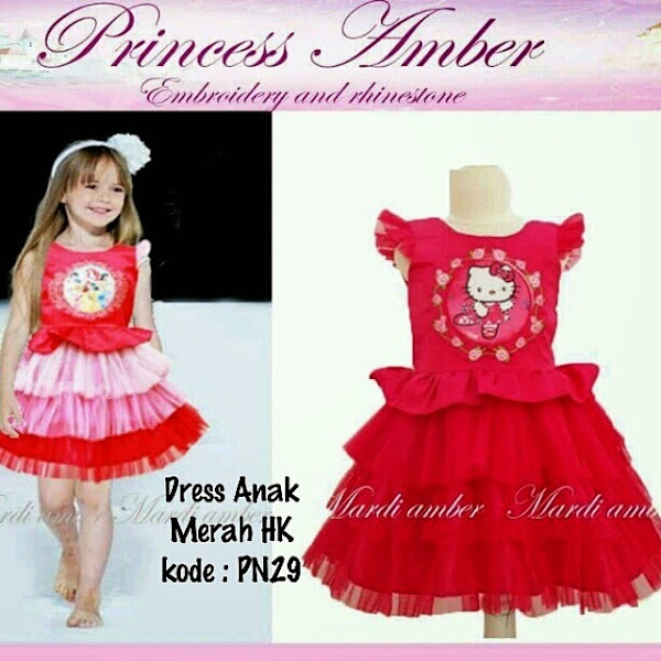 Dress Anak Hello Kitty Grosir Ecer Murah Merah 1-7 th