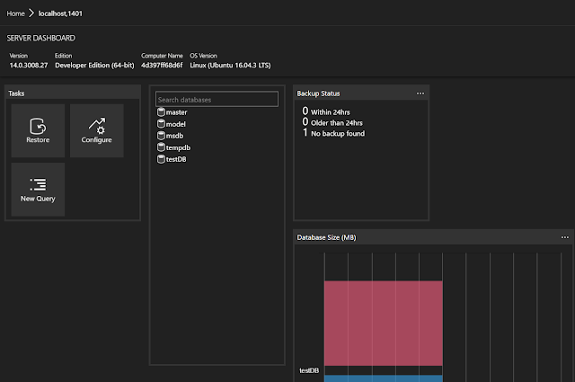 sqlops mssql-server-linux DB list