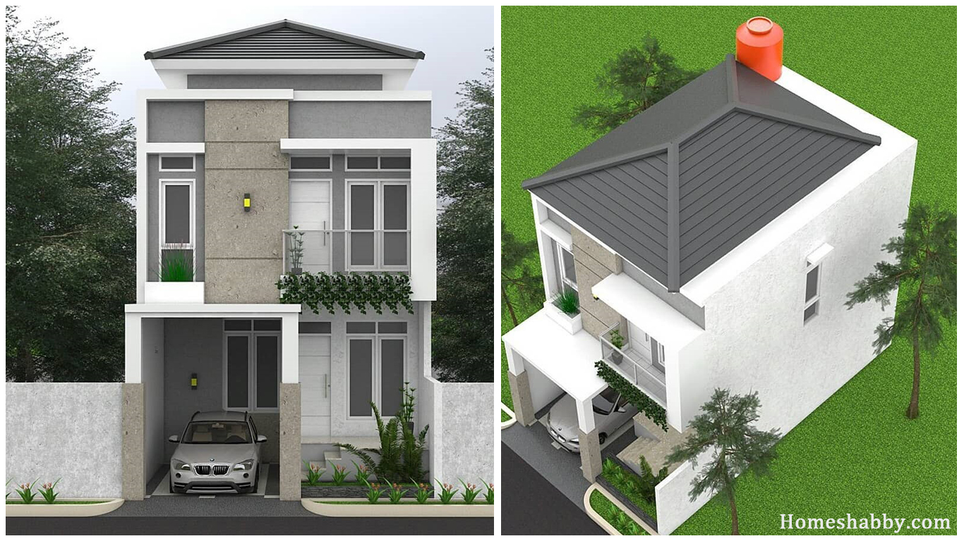 Desain Dan Denah Rumah 2 Lantai Dengan Luas Lahan 6 X 10 M Walaupun Kecil Tapi Tampil Elegan Homeshabbycom Design Home Plans