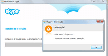 Corrigir erro 1603 na instalação do Skype