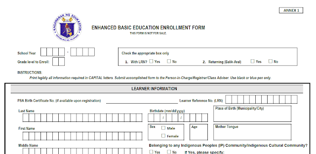 Enhanced Basic Education Enrollment Form
