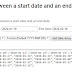 Get Dates between a start date and an end date