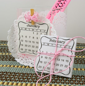 SRM Stickers Blog - Shabby Chic Mini Calendar by Michelle - #calendar #mini #twine #pencils #clearbox