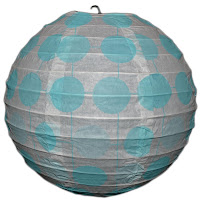 Blue Polka Dot Paper Lantern 20cm