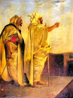 Dos árabes en una terraza de Eugène Fromentin