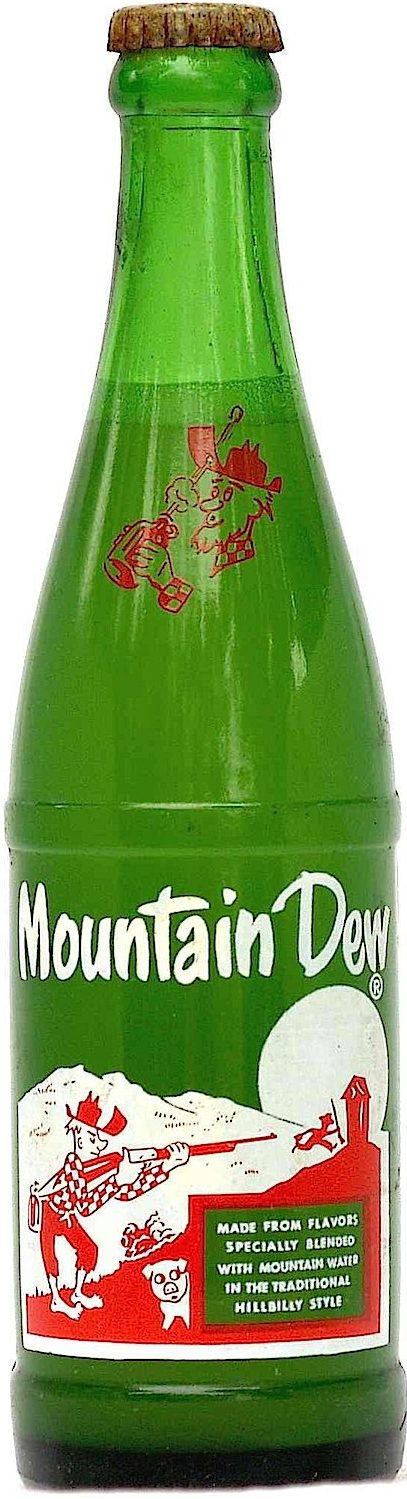 a full 1960s Mountain Dew bottle photograph