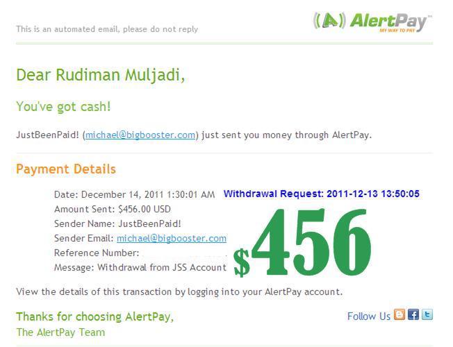 Profit Rudiman 14 des 2011 $456 dari jss tripler