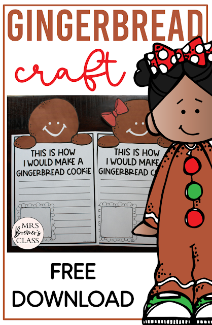 FREE Gingerbread Man and Gingerbread Girl writing craft with templates and headers for Kindergarten and First Grade