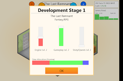 The game creation page on Game Dev Tycoon