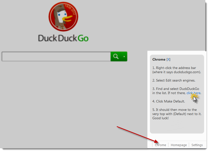 Set DuckDuckGo default search engine