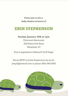 Green Turtle Baby Boy Baby Invitations