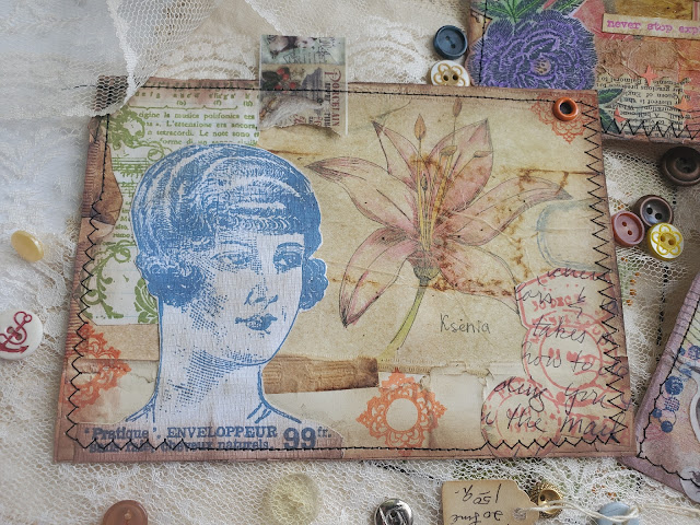 Vintage junk journal card, collaged, distressed, ephemera for junk journals.