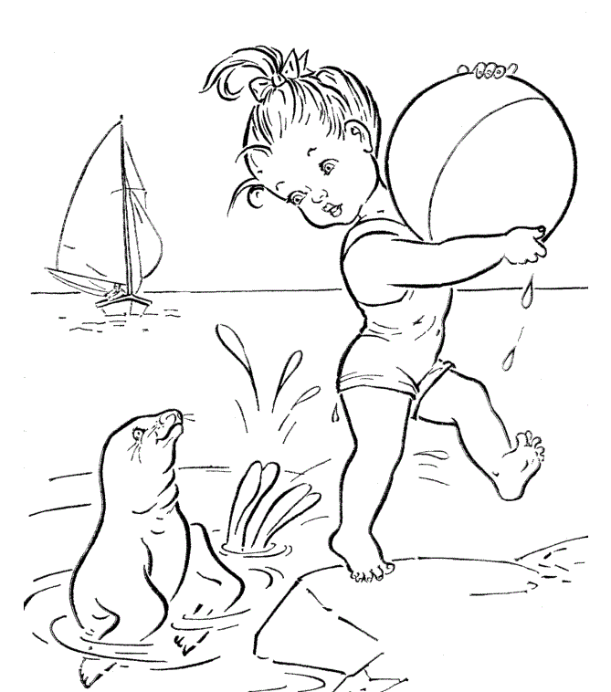 Fun Beach Together Coloring Pages