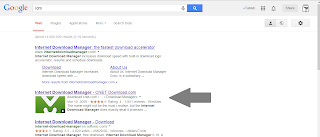 Picture of Searching IDM trail version on Google to Download