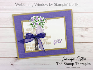 Welcoming Window by Stampin' Up!®.  This card is from my weekly facebook live.  Measurements and supply list on the blog.  #StampinUp #StampTherapist